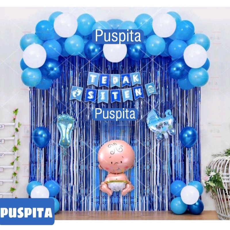 paket balon latex dekorasi tedak siten set dekorasi aqiqah backdrop ulang tahun