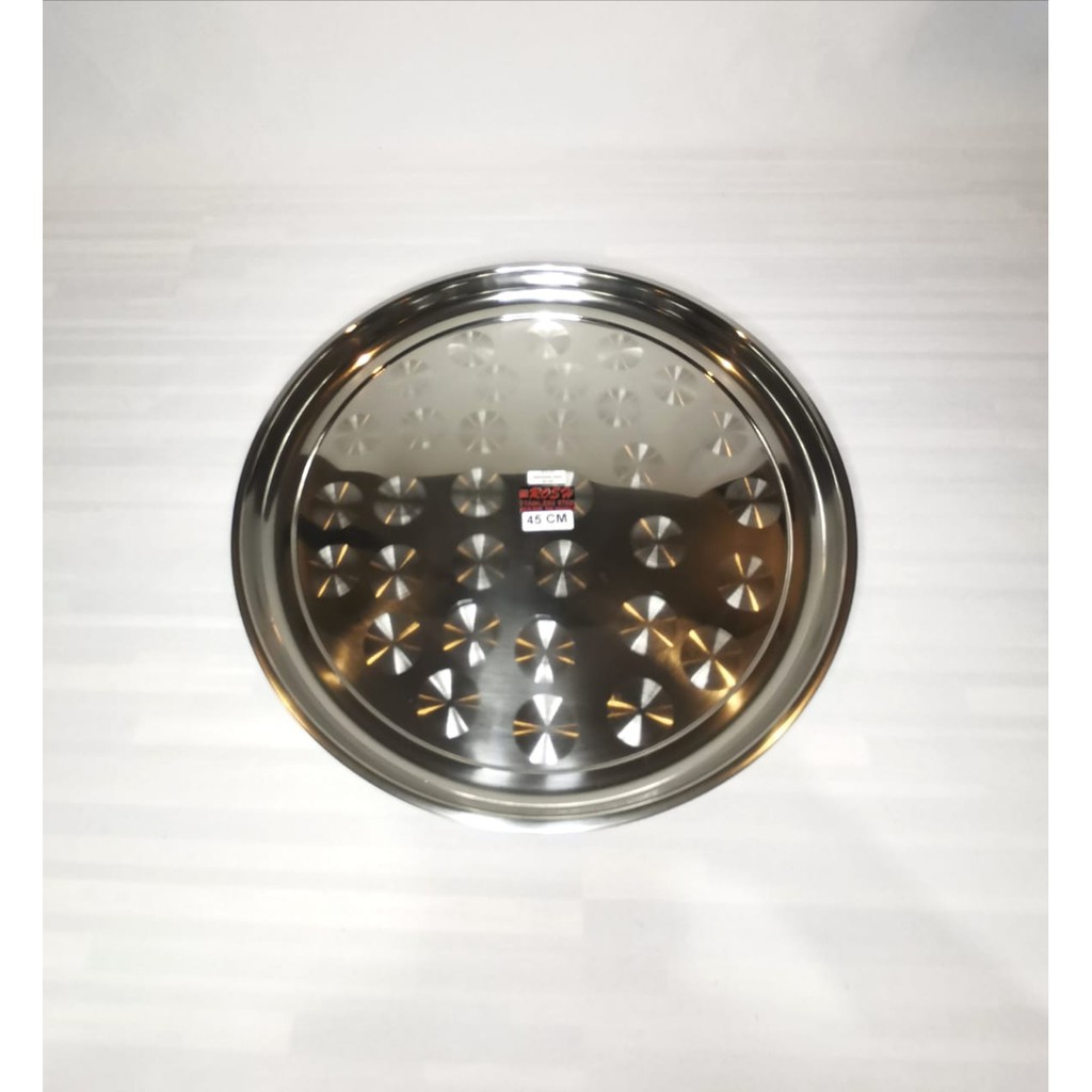 Nampan Tray Bulat Stainless 45cm Rosh - Japanese Round Tray 45