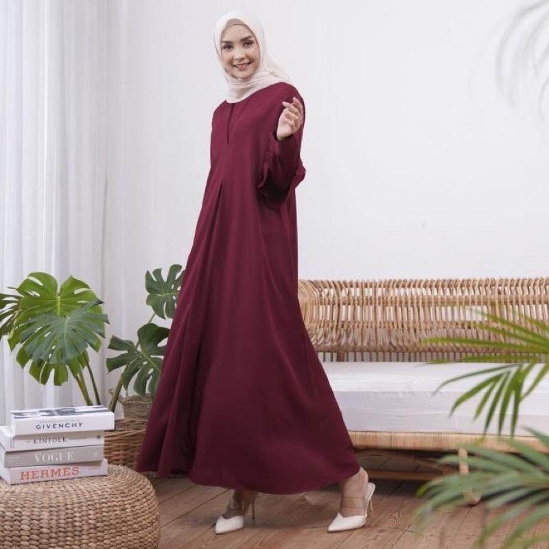 WULFI Original Gamis Sasha Maroon Burgundy Cherry PRELOVED bukan Geulis Klamby