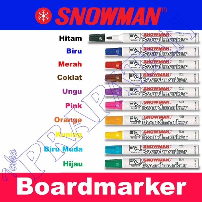 

TULIS-ALAT- SPIDOL SNOWMAN BOARDMARKER / SPIDOL WHITEBOARD - HITAM -ALAT-TULIS.