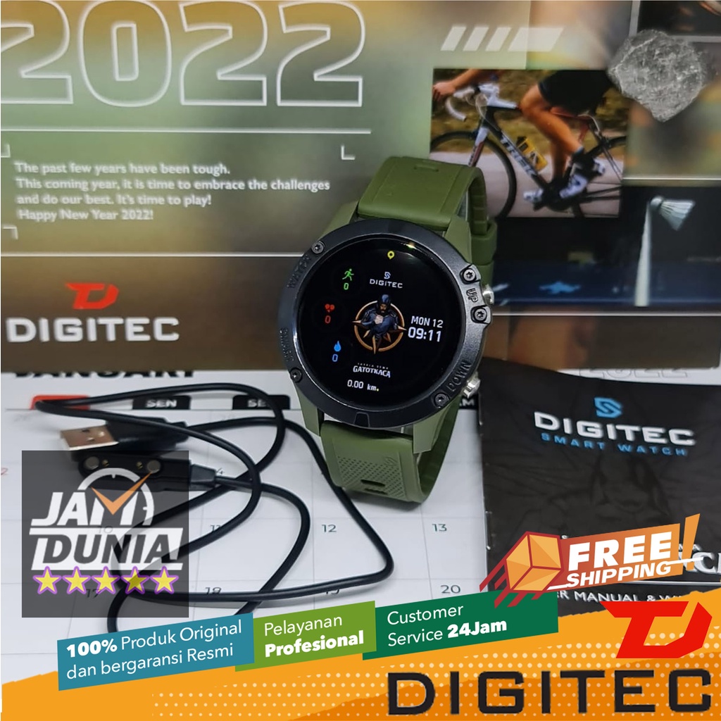 DIGITEC ORIGINAL - RS SMARTWATCH DIGITEC GATOT KACA HIJAU SMARTWATCH Jam Tangan Pria DIGITAL TR