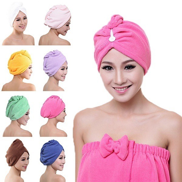 Magic Towel Microfiber Handuk Kepala Motif Polos Head Towel