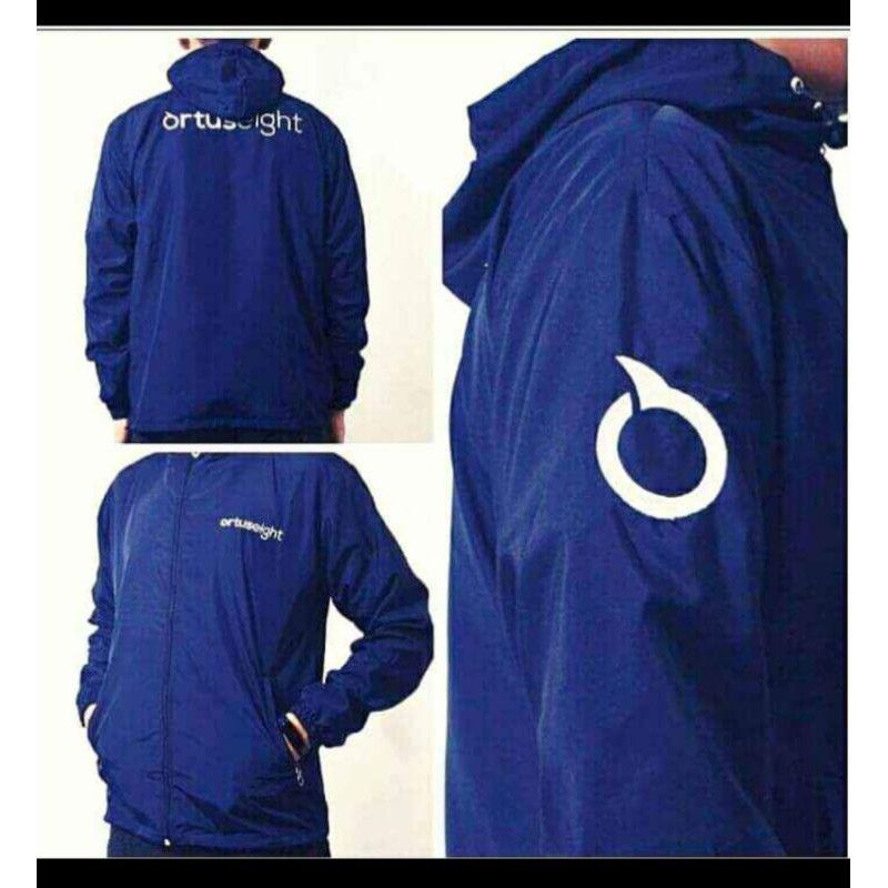Jaket parasut ortuseight /jaket ortus sport running & casual premium pria/wanita100%-Nevy list putih