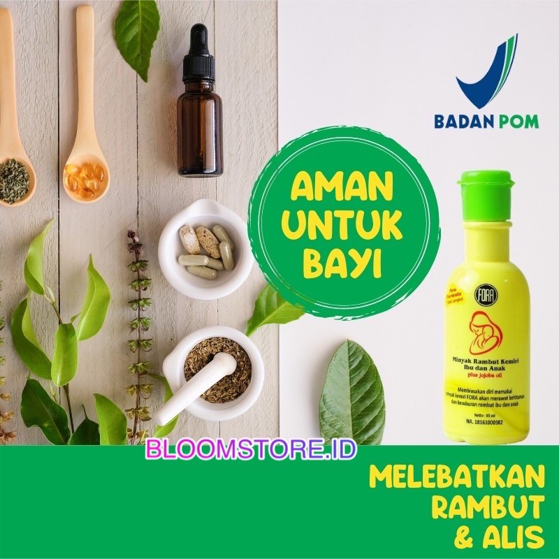 FORA Nature Minyak Kemiri Murni + Jojoba Oil 65ML 65 ML Minyak Penyubur Pelebat Penumbuh Penebal Rambut dan Alis Bayi Ibu Anak Formula Baru Asli BPOM