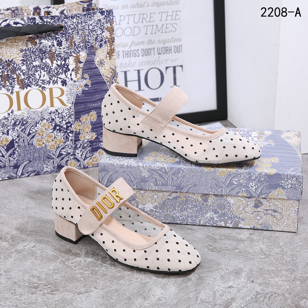 DR Polka Dot Mesh and Suede Baby-D Ballet Pumps #2208-A