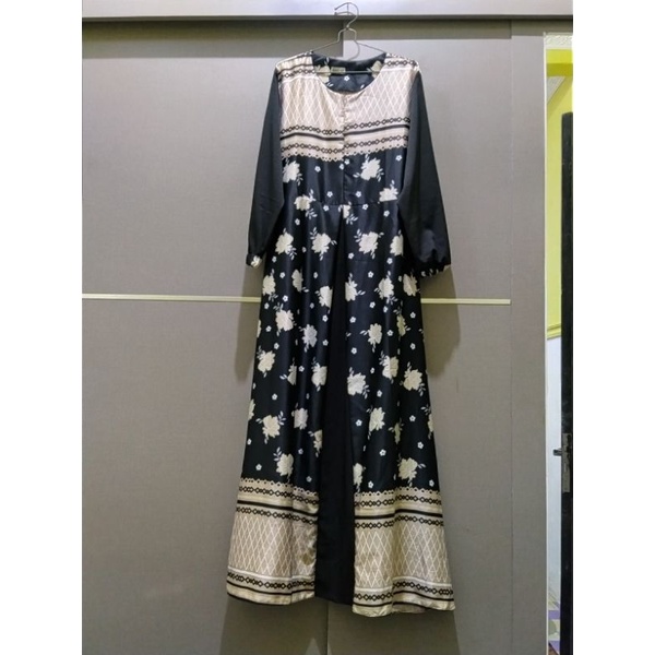 gamis preloved bukan vanilla hijab dress muslim hitam syar'i pl