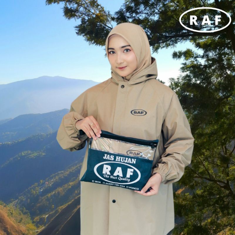 Jas Hujan Raincoat RAF Murah Berkualitas Anti Rembes warna moca