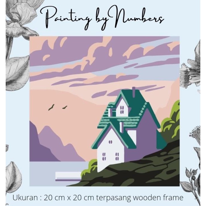

DIY painting by number 20x20cm kerajinan tangan - BEACH HOUSE
