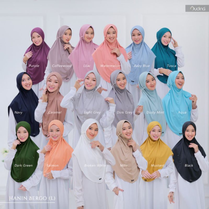 Hanin bergo /jilbab nonpad tali/bergo harian murah ori audina