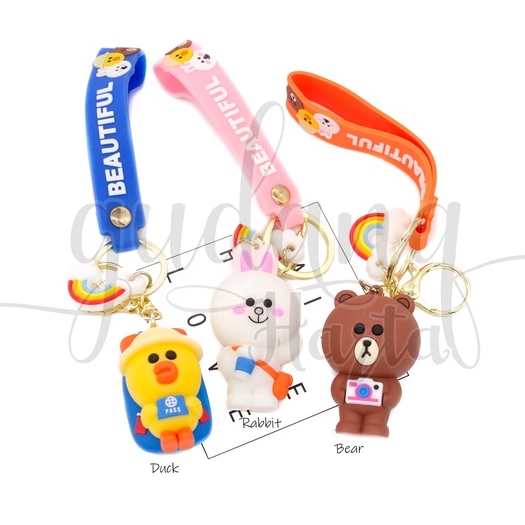 Gantungan Kunci Summer Kartun Bear Duck Rabbit Keychain Motif Lucu GH 302253