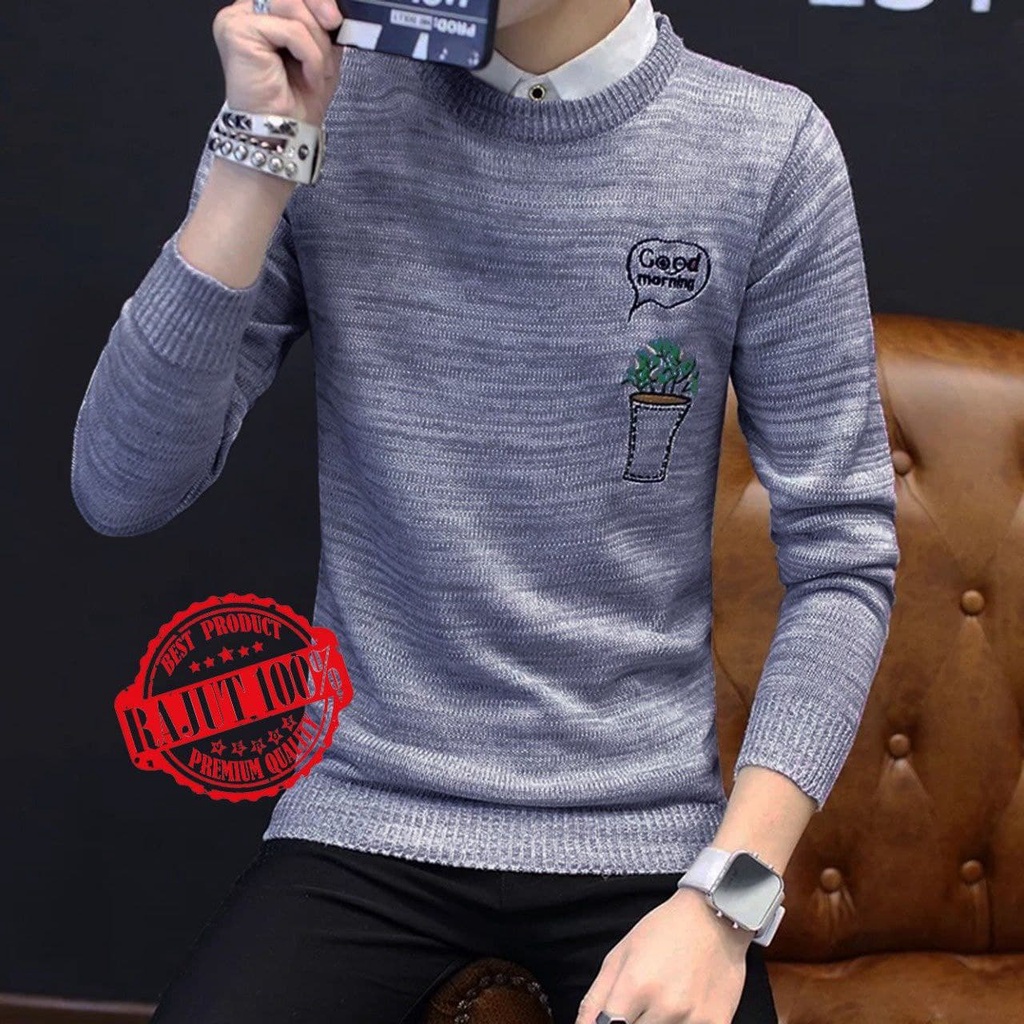 BERNANDO78 / baju rajut MORNING pria/baju pria/baju rajut/atasan rajut/PAKAIAN PRIA/BAJU SWEATER RAJ