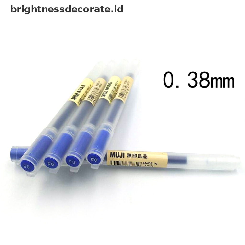 Muji Moma 5pcs Pulpen Gel Tinta Biru / Hitam 0.38mm / 0.5mm Tidak Beracun