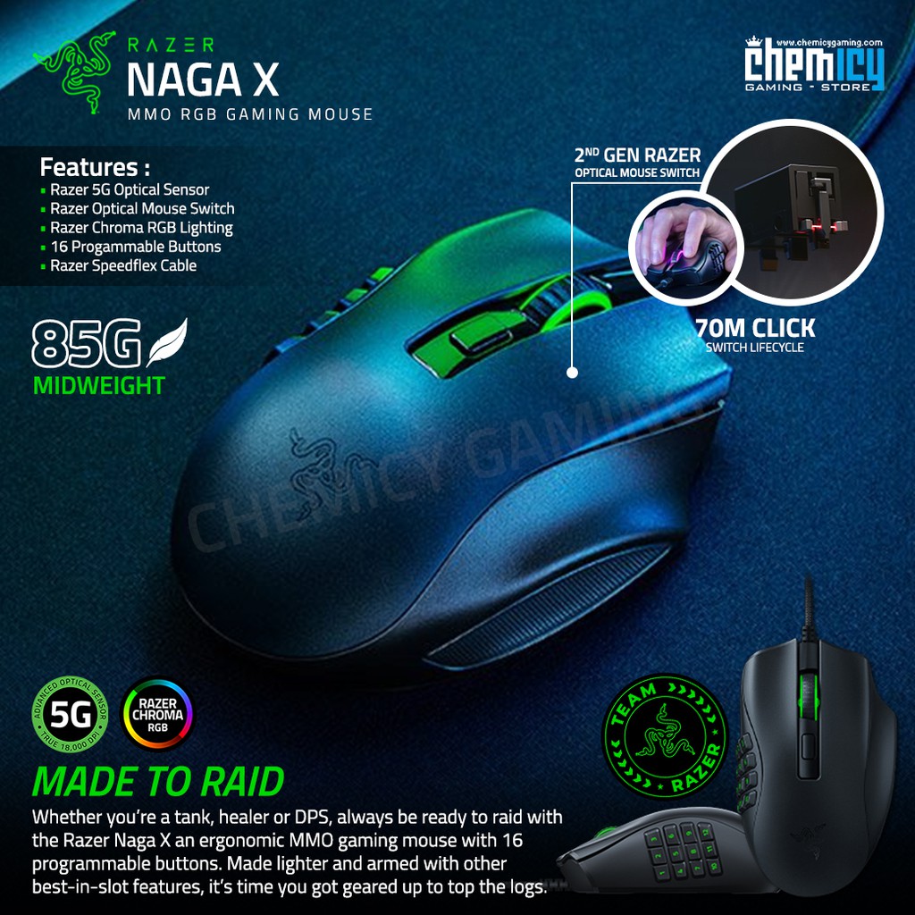 Razer Naga X Ergonomic MMO RGB Gaming Mouse