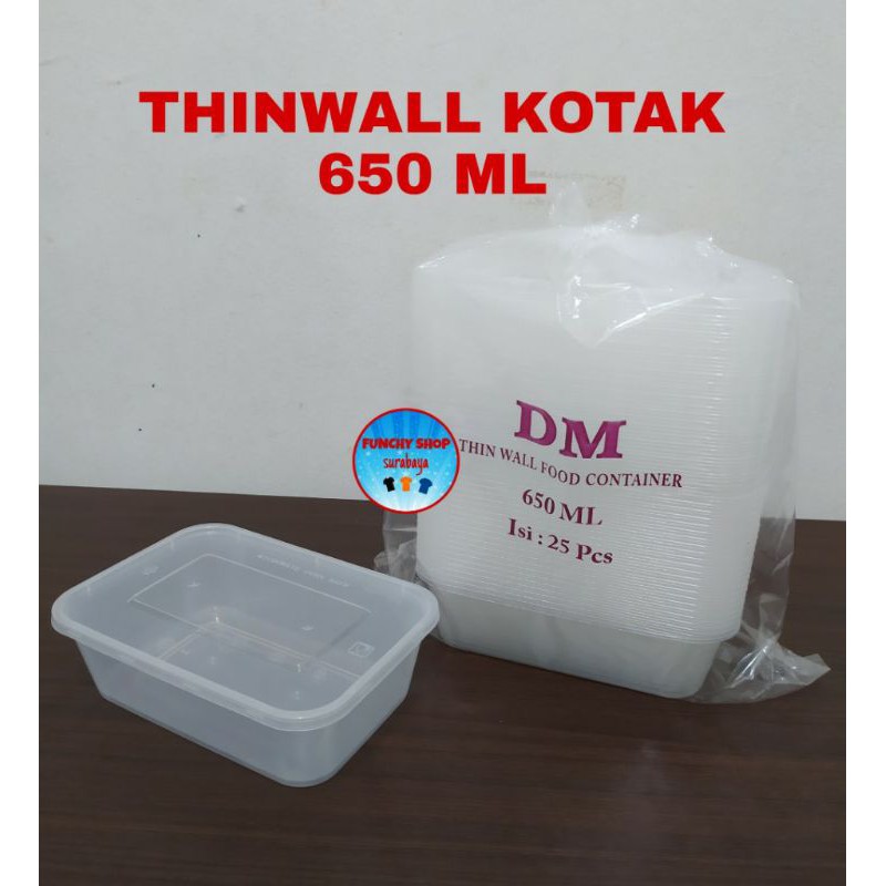 Jual Thinwall Kotak 650ml 25pc Thin Wall Kotak Makan Plastik Food Storage Kotak Tahu 2906