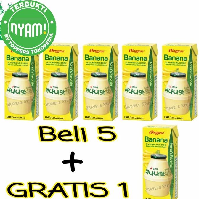 

[Bundling 6 Pcs] Binggrae Banana Milk - Susu Rasa Pisang Bingrae Korea