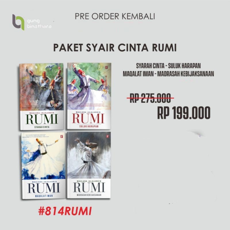 PAKET SYAIR CINTA RUMI Syarah Cinta - Suluk Harapan - Maqalah Iman - Madrasah Kebijaksanaan