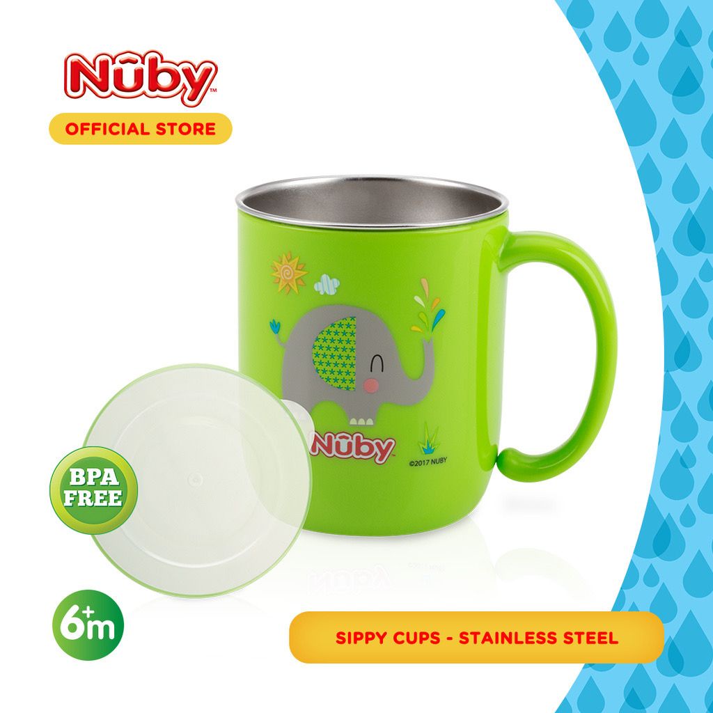 Nuby Kids Stainless Mug With Lid - Gelas Minum Anak Stainless