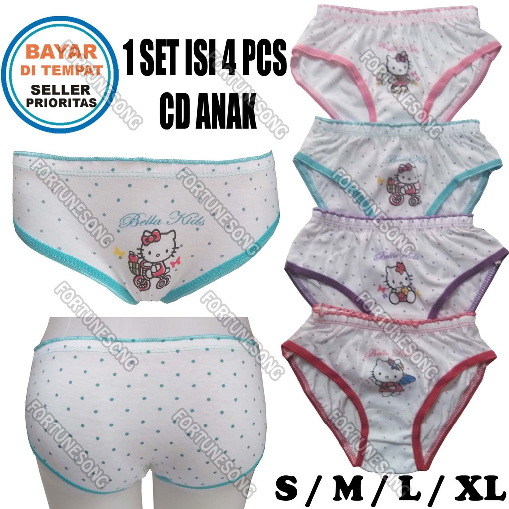 4 Pcs Celana  Dalam Anak Perempuan Katun Gambar  Kartun 