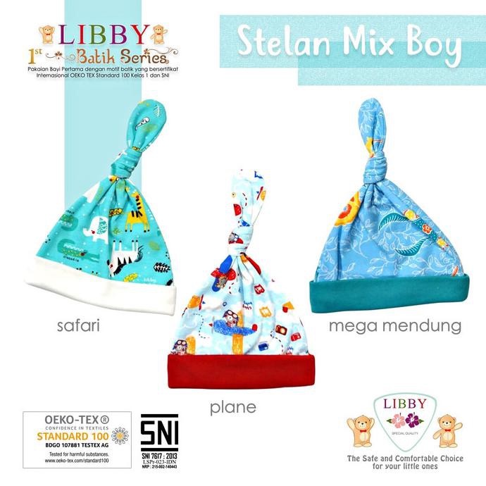 Libby Baby Topi Kuncung Libby Newborn 3pc Variasi Motif Topi Bayi