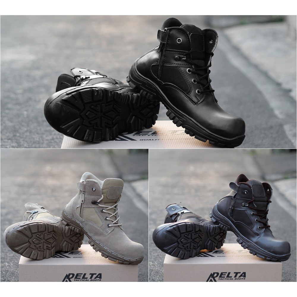 Sepatu Pria Ujung Besi Boots Safety Cheap Pendek Sleting / Sepatu Kerja Proyek /Outdoor/Bikers/Murah