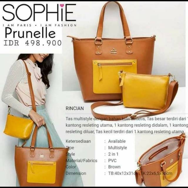 TAS PRUNELLE SOPHIE MARTIN PARIS TAS 2 IN 1 TOTEBAG SELEMPANG