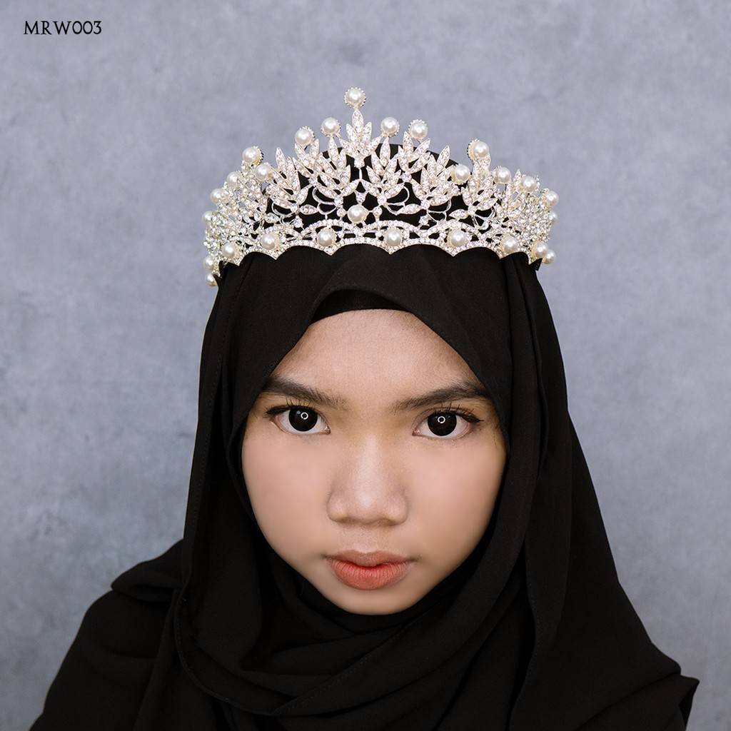 [PRODUK TERLARIS] CROWN WEDDING HIJAB AKSESORIS PESTA DAUN SILVER MRW003