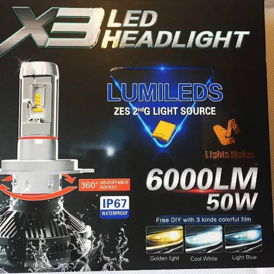 LAMPU LED HEADLAMP PHILIPS H11 HI LO X3 HIGH QUALITY 6000LM 50W