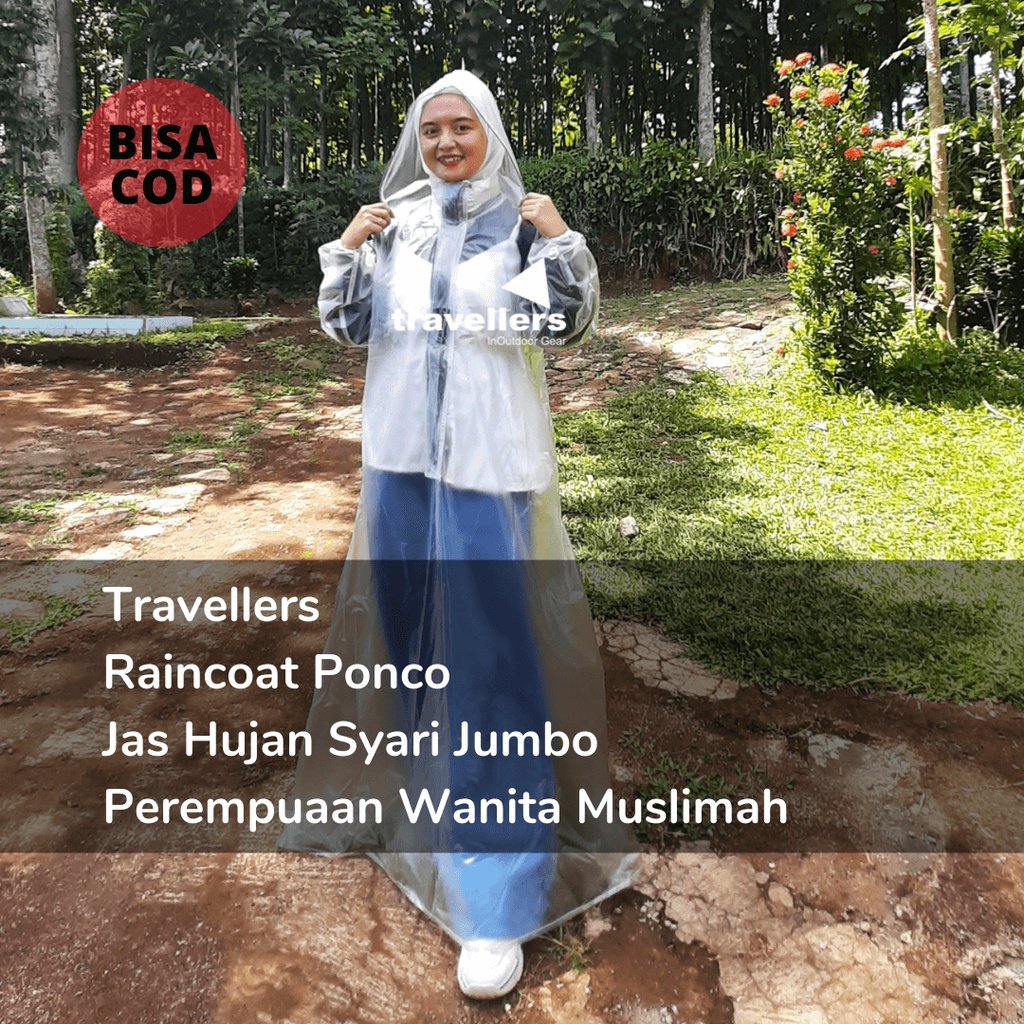 Jas Hujan Syari Jumbo Wanita White Series