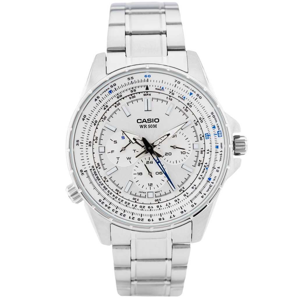 Casio Original Pria MTP-SW320D-7A Analog Stainless Steel
