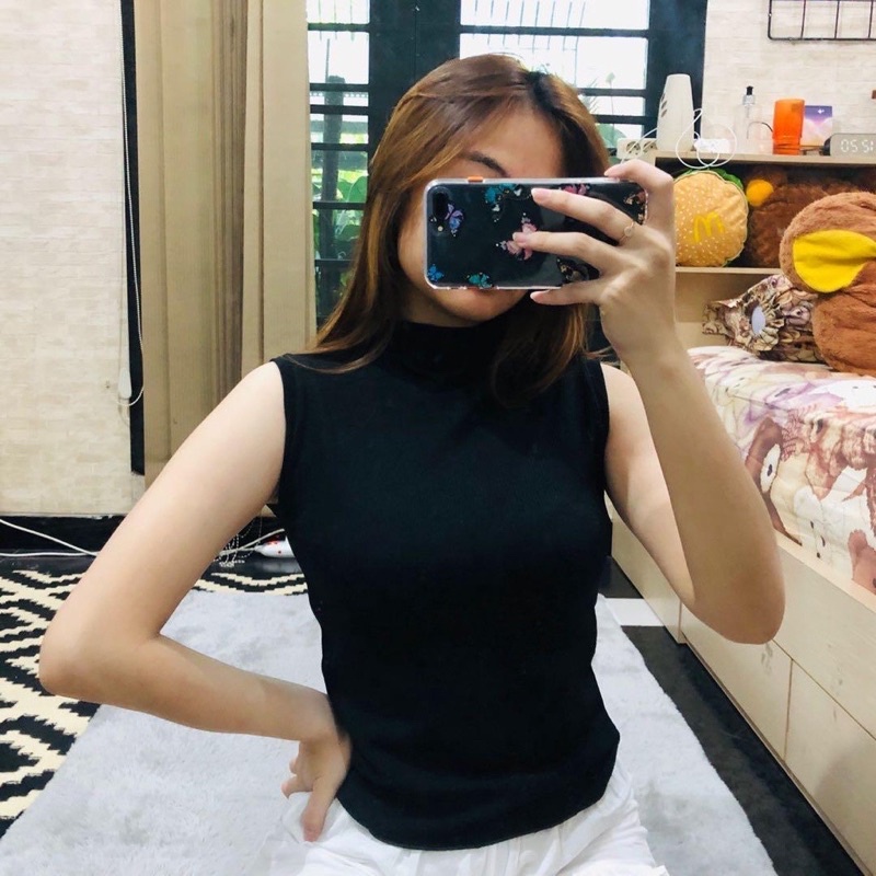 TURTLE NECK TANKTOP RAJUT WANITA TANK TOP KERAH TINGGI INNER  MANSET WANITA TERBARU