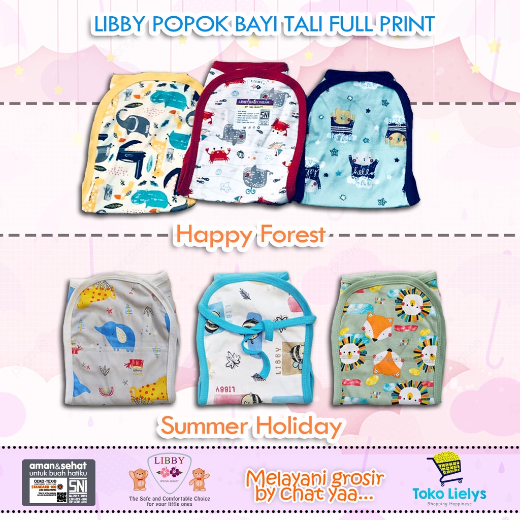 LIBBY POPOK BAYI TALI FULL PRINT 1 PACK ISI 3 PCS NEWBORN