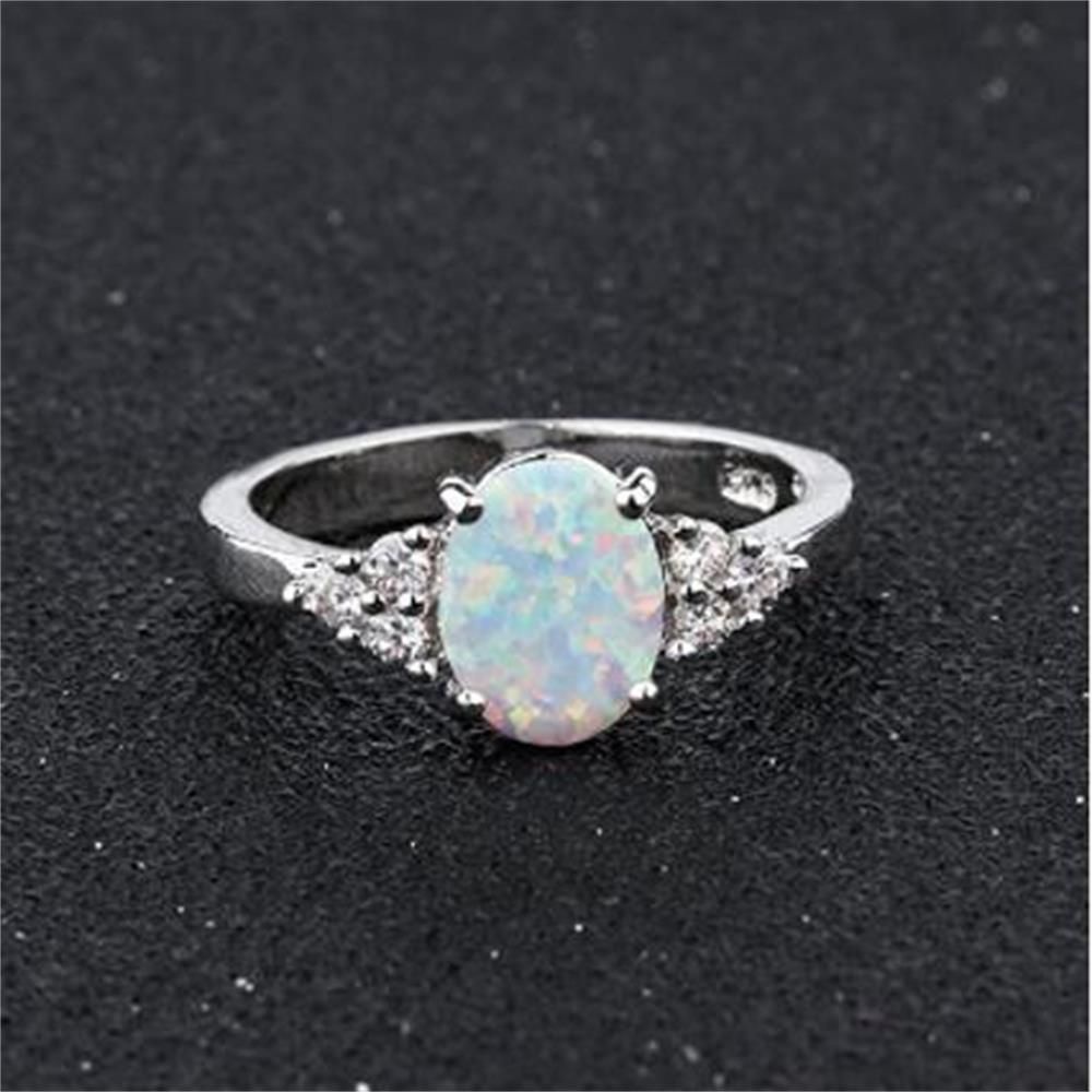 WONDERFUL Hot White Opal Ring Wedding Fashion Crystal Party Jewelry Gift for Women New Trendy Valentine's Day Gift