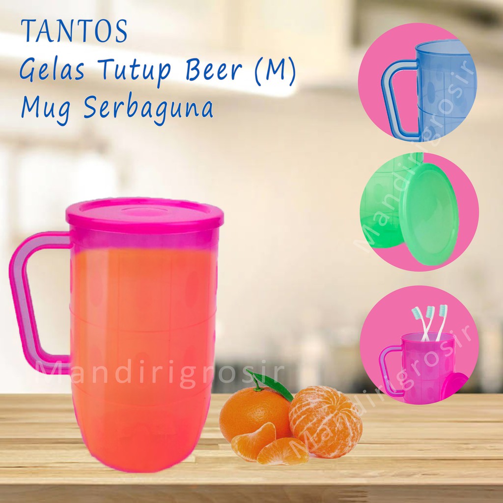 Mug dengan Pegangan*Gelas Beer(M)*Tantos Plastik Tebal &amp; Tahan Lama*5186G*5186GT