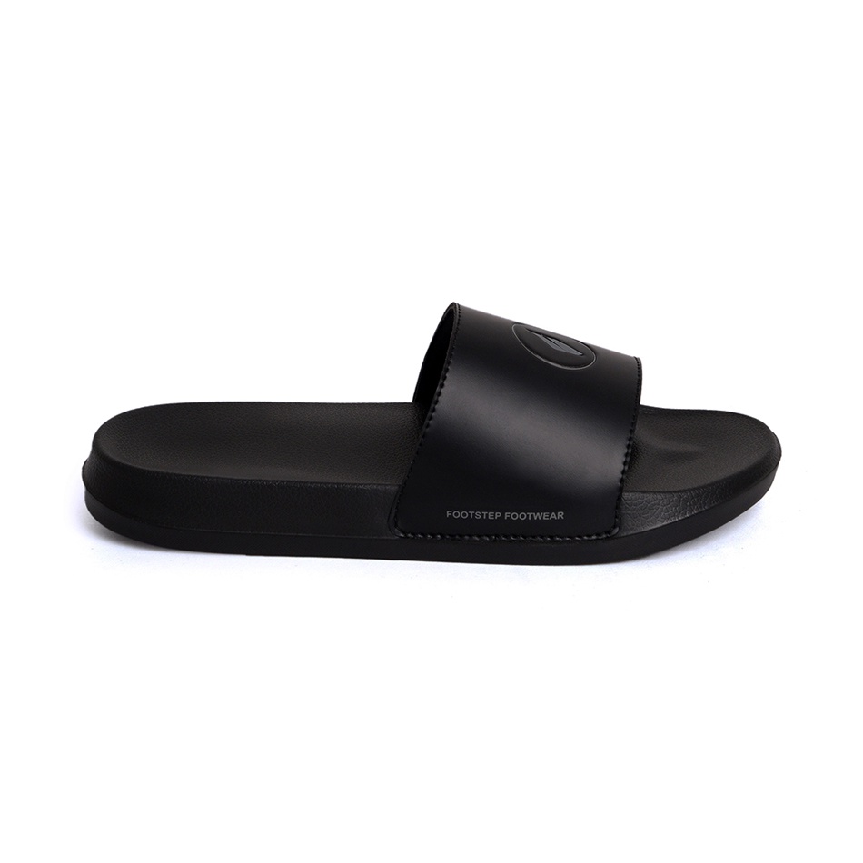 CURVA GREY ORIGINAL x FOOTSTEP Sandal Casual Hitam Pria Sendal Slide Jalan Santai Harian Slippers Hangout Main Lebaran Slop Selop Karet Anti Slip Premium Slip On Remaja Dewasa Flip Flop Kerja Formal Sport Fashion Footwear Keren Terbaru Kekinian Branded