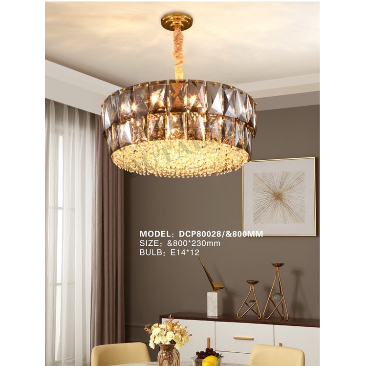 Lampu Gantung Kristal Minimalis Oval Panjang &amp; Bundar Dekorasi Ruang Tamu 80028