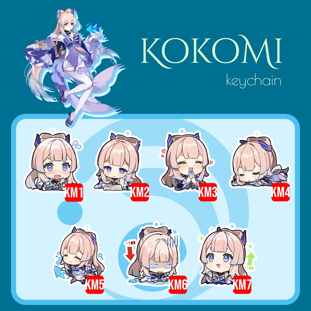Bakulanku1717 Burjois Keychain Genshin Impact Chara Hydro Inazuma Ayato Kokomi