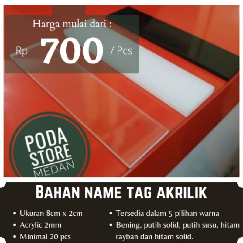 

Bahan Akrilik papan nama atau name tag