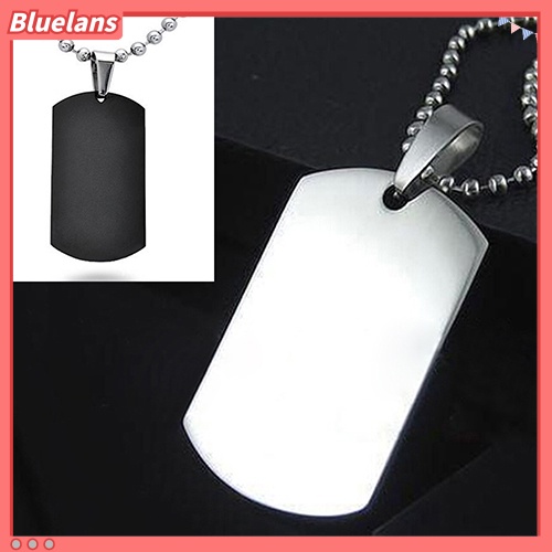 Bluelans Men Women Punk Fashion 316L Stainless Steel Polished Rectangular Dog Tag Necklace