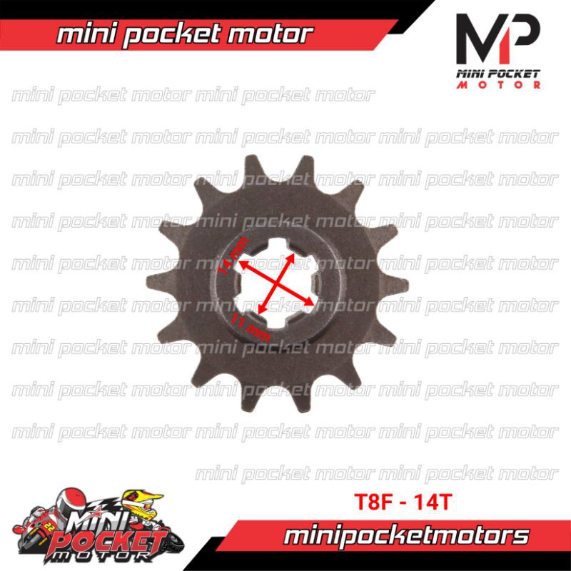 Gear Depan T8F 14T Gear Depan Mini Trail - Mini ATV 50cc 14T-T8F