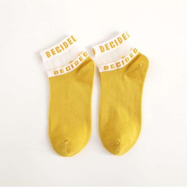 COD - Kaos Kaki Wanita / Kaos Kaos Decided / Kaos Kaos Korea / Kaos Kaki Pendek / Socks K5009-Kuning