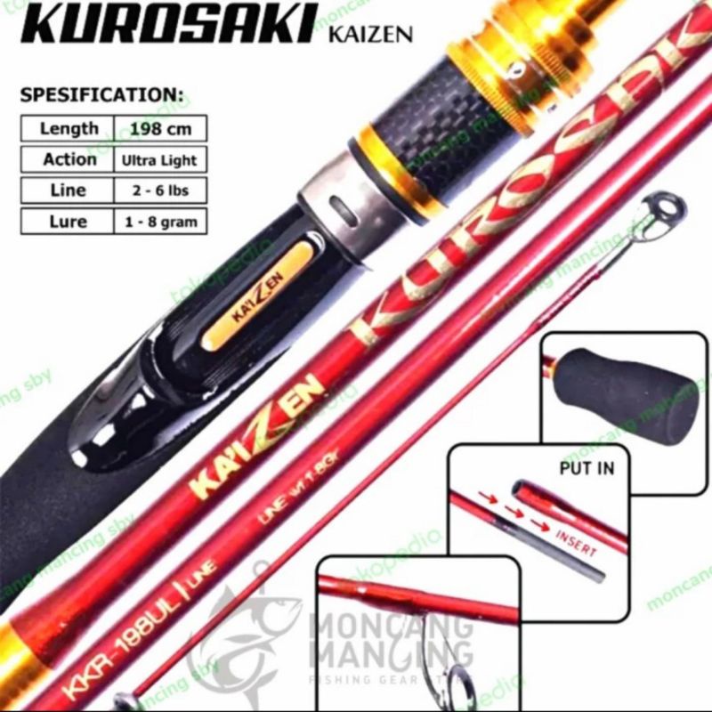 JORAN PANCING KAIZEN KUROSAKI 2-6 LB ACTION ULTRALIGHT CASTING SOLID CARBON KUAT TERLARIS