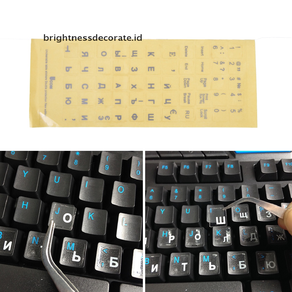 Stiker Keyboard Transparan Huruf Rusia Untuk Laptop / Notebook / Komputer