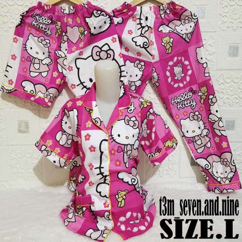PIYAMA SET 3IN1 SIZE L/2022-17 / KARAKTER/HK KOTAK /BAJU TIDUR DEWASA/READY STOCK