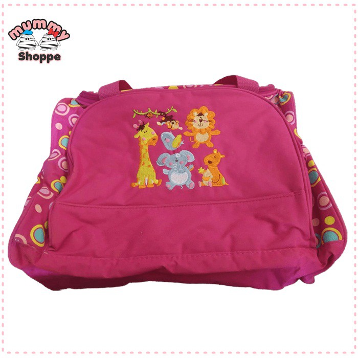 Tas perlengkapan anak bayi / diaper bag Polkadot Animal Fuschia