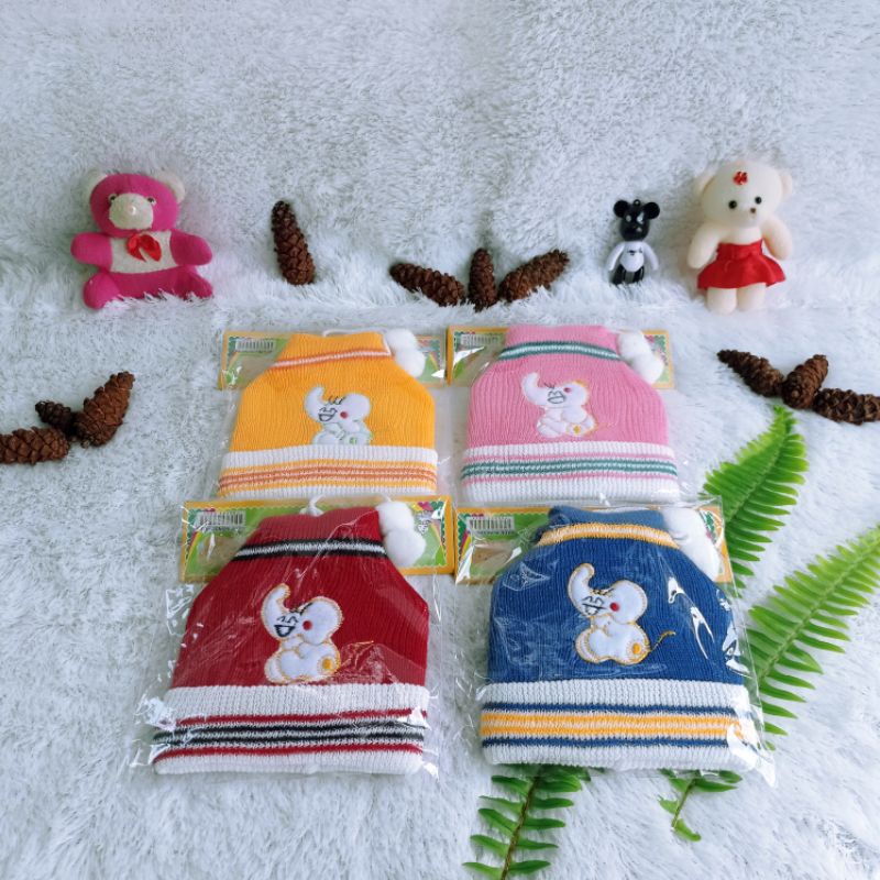 3pcs Topi Kupluk Rajut Bayi Motif Lucu Newborn