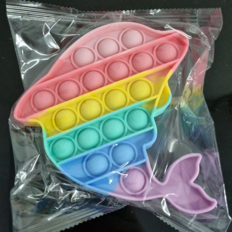 POP IT FIDGET TOY mainan penghilang stress relief kids kualitas 3d embos premium / MAINAN POP IT TIK TOK ANAK-Dolphine rainbow