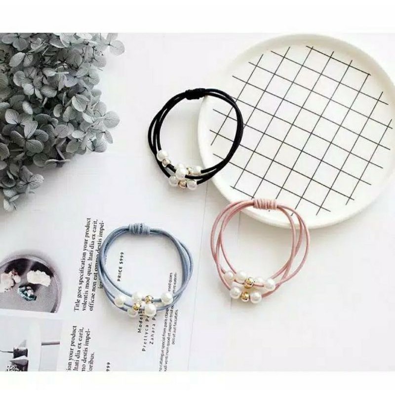 ikat rambut korea - iketan rambut mutiara - iketan rambut cantik