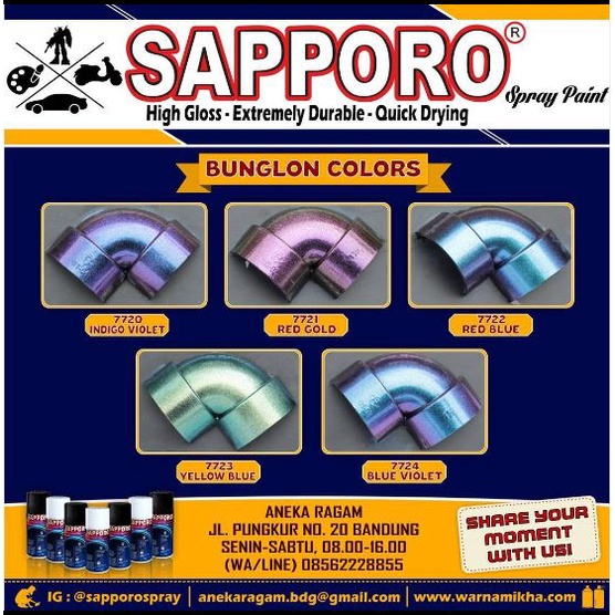 Sapporo Bunglon Colours 300 ml / Cat Spray Semprot Aerosol Terbaik