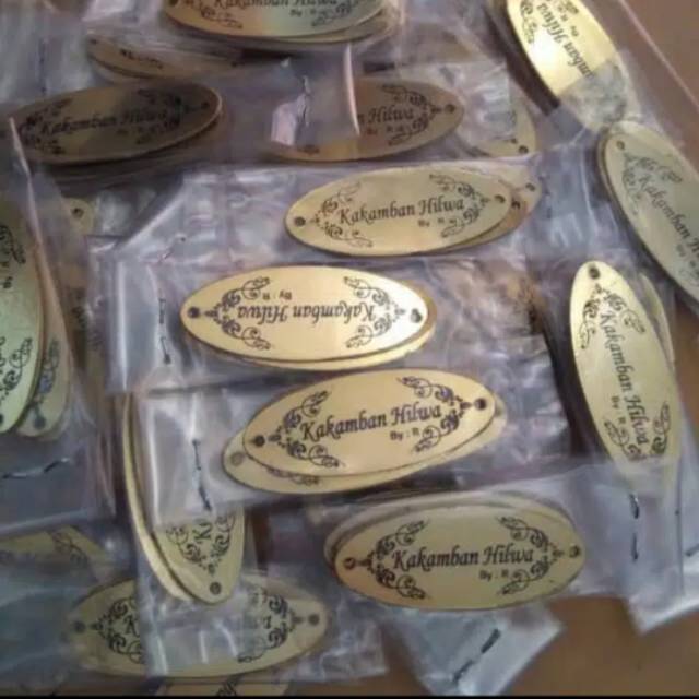 Buat label plat hijab hangtag merek tas