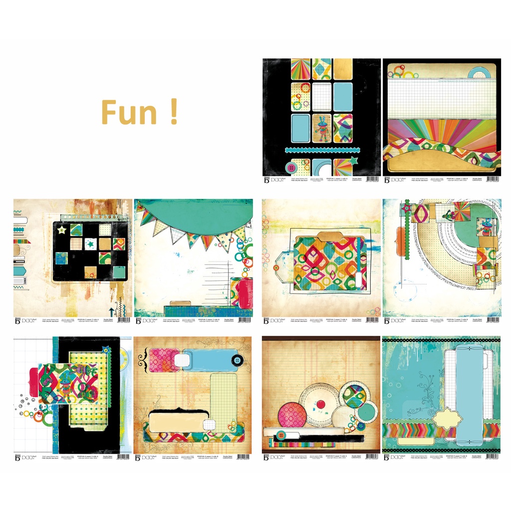 

12x12 Paket Kertas Scrapbooking "Fun" (10 lembar)